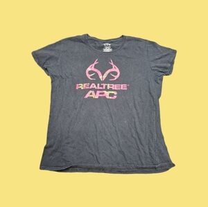 Realtree Womens Black T-Shirt with Pink Logo